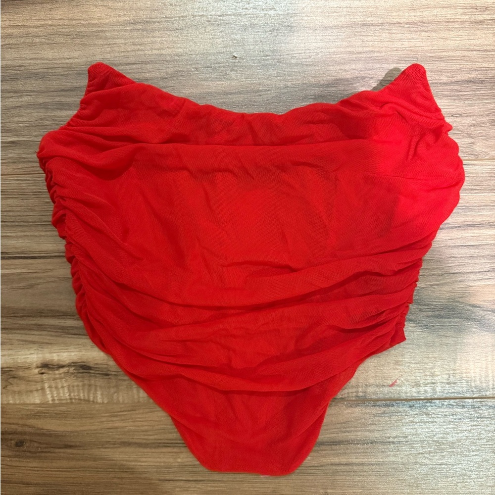 Red Ruched Crop Top - Womens
